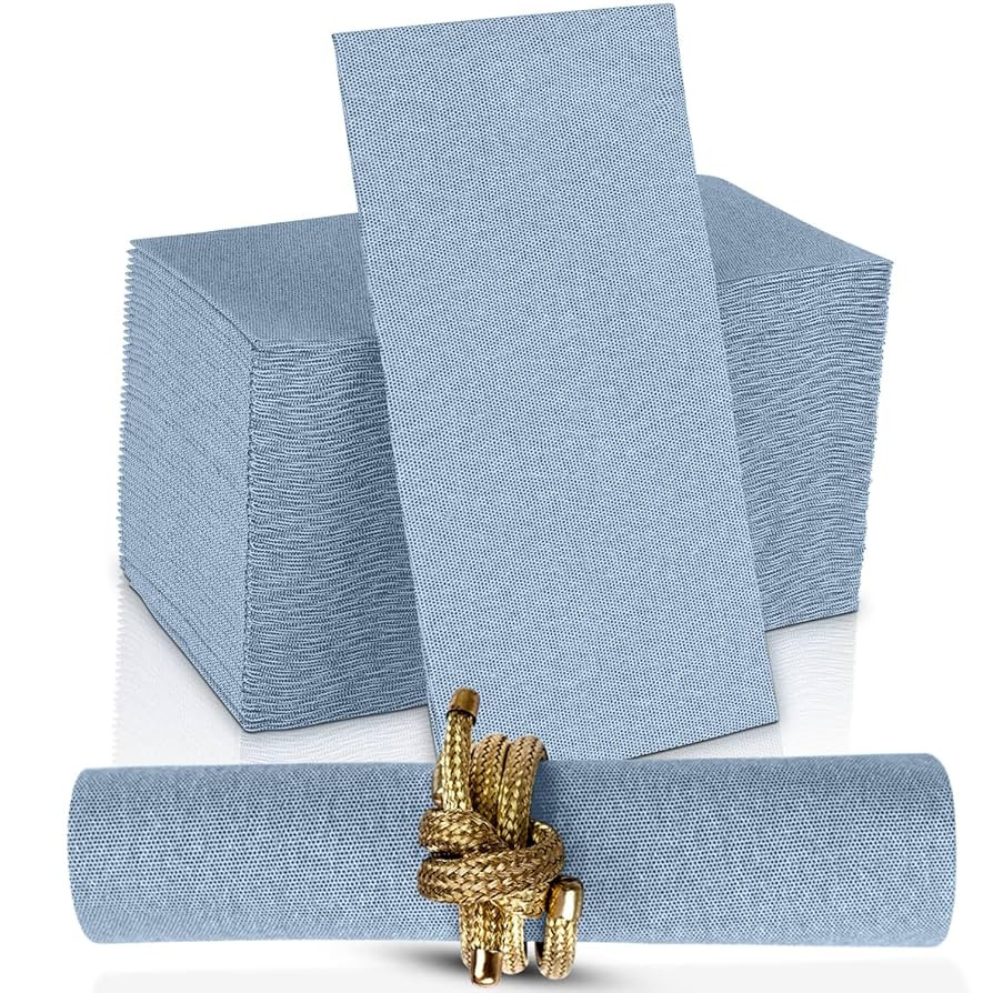 Disposable Cloth-Like Paper Napkins, 200 Pack 12" x 17" Linen-Feel Blue Denim Dinner Napkins For ... | Amazon (US)