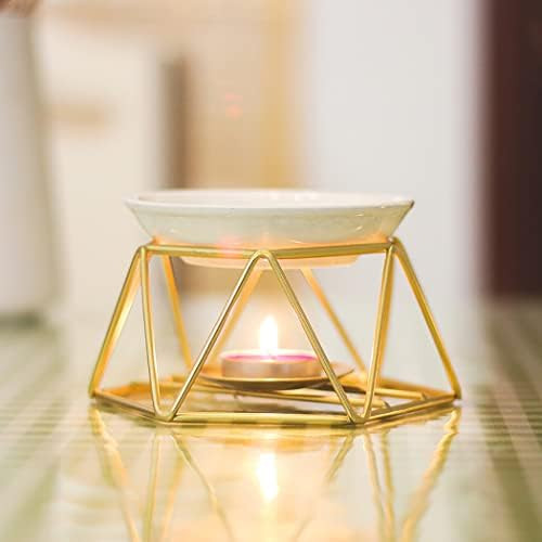 SXCHEN Delicate Romantic Hexagon Shaped Geometric Design Ceramic Tealight Candle Holder Oil Burne... | Amazon (US)