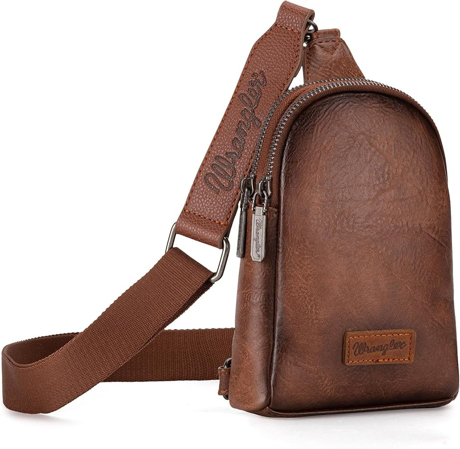 Wrangler Leather Crossbody Bags Sling Bag for Women | Amazon (US)