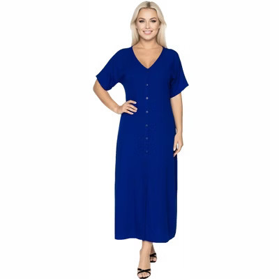 LA LEELA Womens Vacation Beachwear Bathing Suit Summer Button Up Long Shirt Dress Beach Cover ups Large-X-Large Blue, Solid | Target