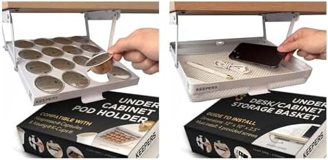 KEEPERS Under Cabinet Nespresso & Keurig Pod Holder + Storage Basket Bundle - 16 Coffee Pod Organ... | Amazon (US)