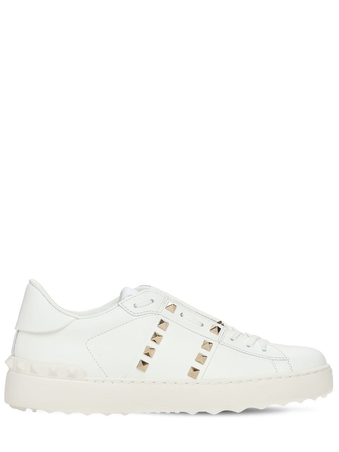 Rockstud Untitled Leather Sneakers | Luisaviaroma