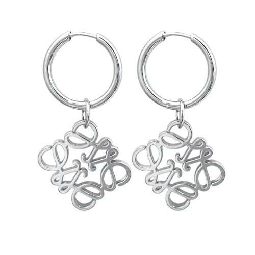 Luxury 14K gold-plated geometric openwork earrings, designer hoop gold earrings, high-end vintage hypoallergenic fashion jewelry. (silver) | Amazon (US)