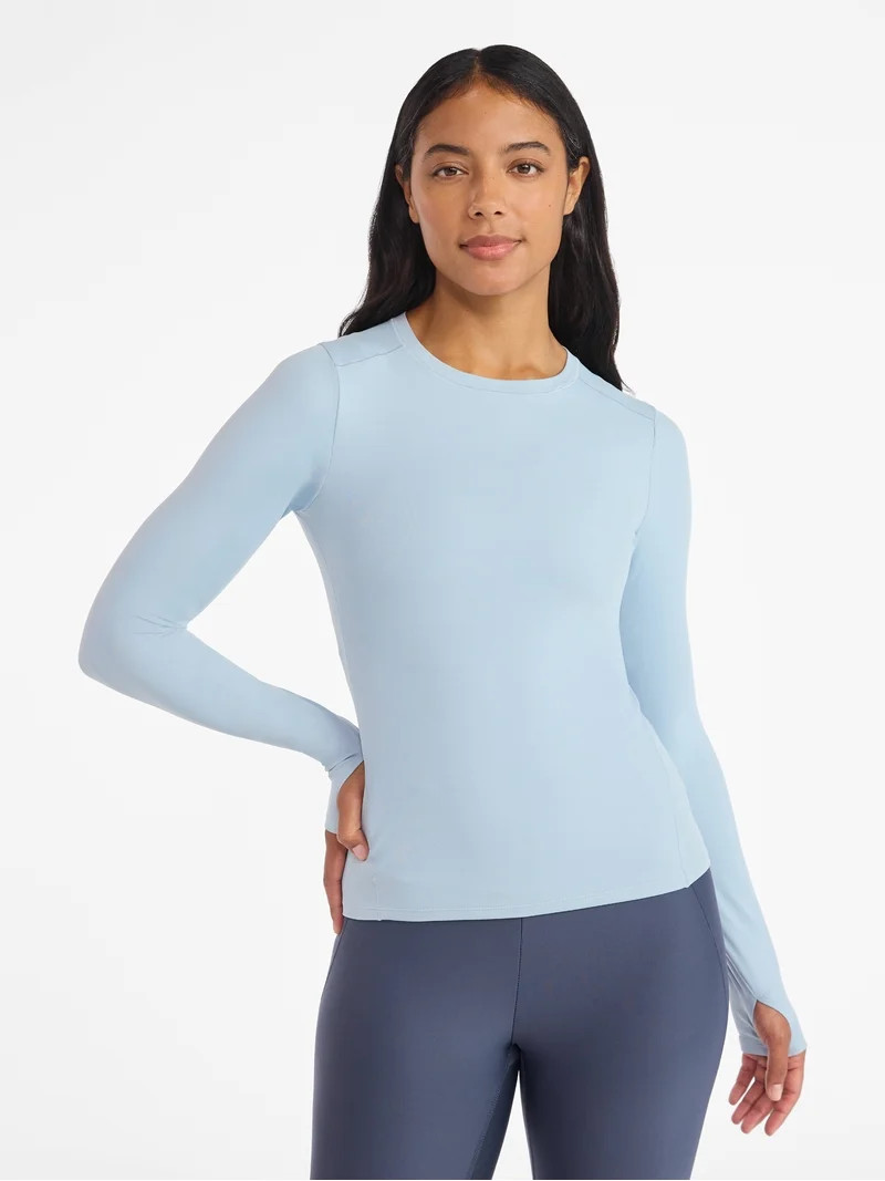 Avia Women's and Women\u2019s Plus SoftSculpt Tee with Long Sleeves, Sizes XS-4X | Walmart (US)