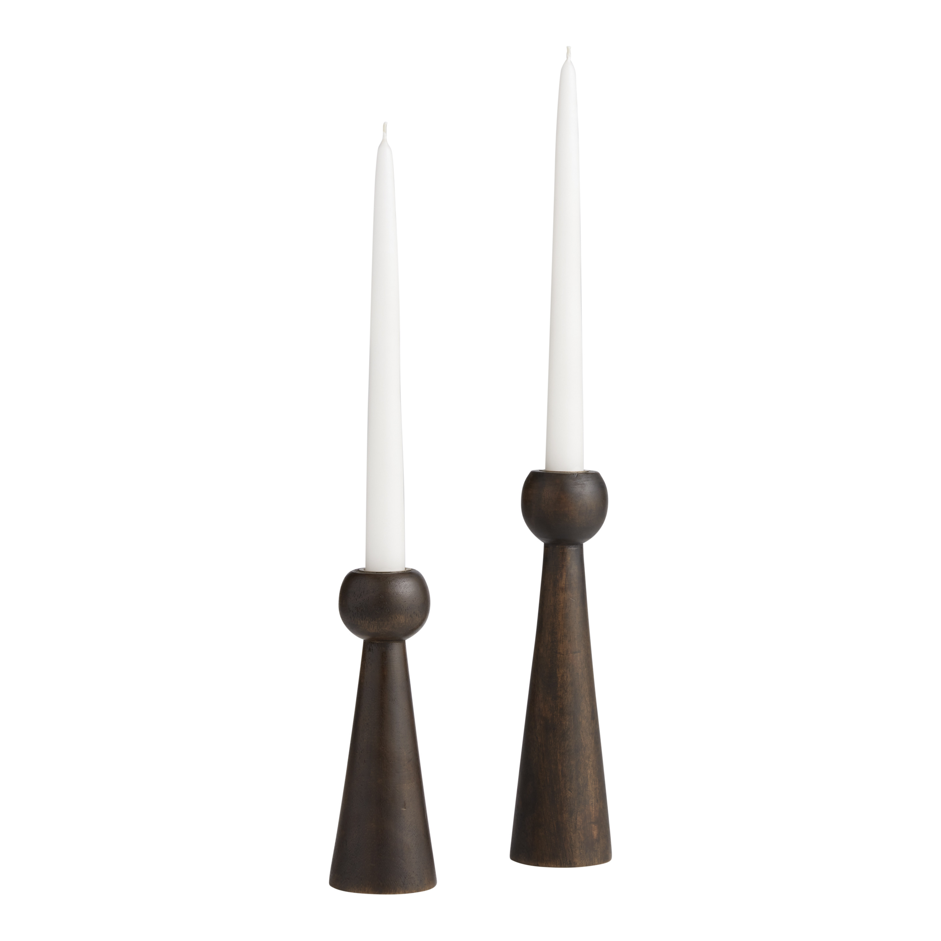 Dark Mango Wood Conical Taper Candle Holder | World Market