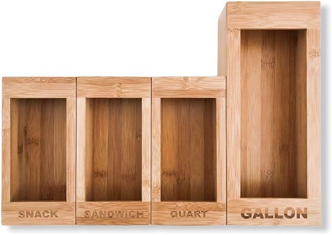 PurpleWares Food Storage Bag Holders – Premium Moso Bamboo Kitchen Drawer Organizer Compatible ... | Amazon (US)