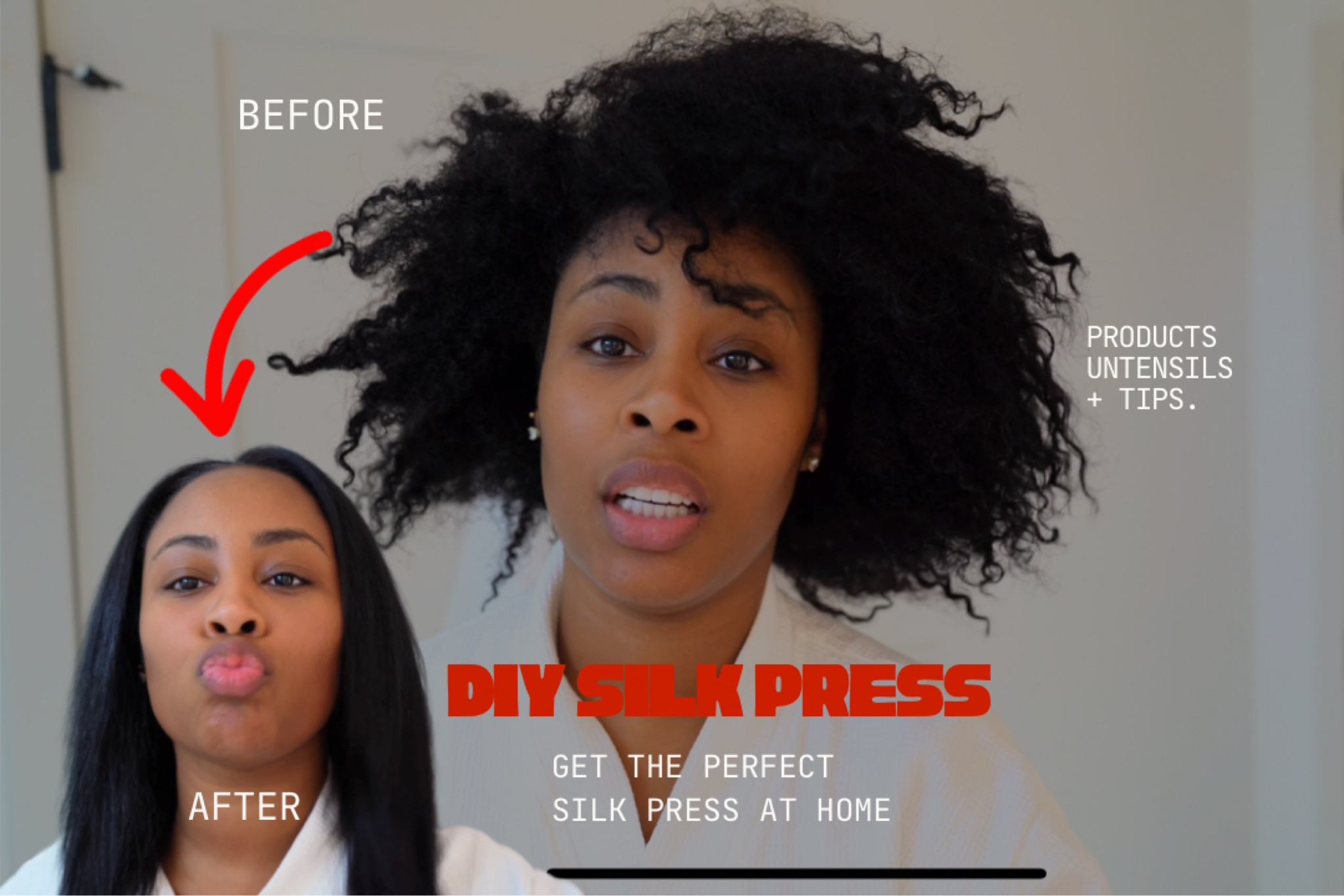 Turned my natural curls into a bone straight silk press at home. This routine protects my curls, reduces breakage, fights frizz, and leaves my hair smooth, glossy, and full of movement. These are the tools and treatments that give me a long-lasting silk press without sacrificing the health of my natural hair. Perfect for anyone with textured or curly hair who still wants that glass-straight, soft, shiny finish, without heat damage.