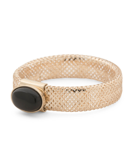 Made In Italy 14k Gold Black Onyx Mesh Ring | TJ Maxx