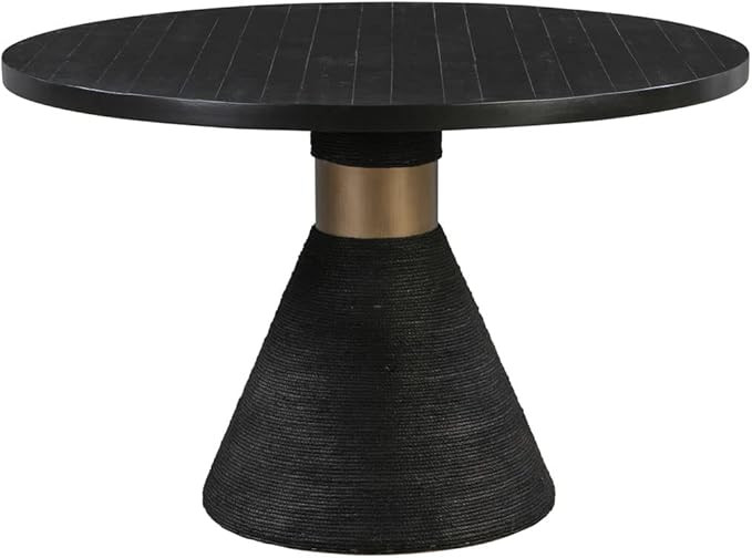 TOV Furniture Rishi 30" H Round Rope Modern Acacia Wood Dining Table in Black | Amazon (US)