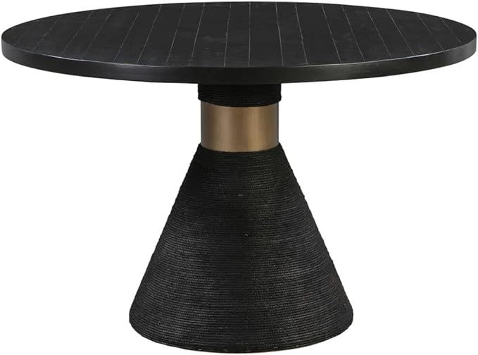 TOV Furniture Rishi 30" H Round Rope Modern Acacia Wood Dining Table in Black | Amazon (US)