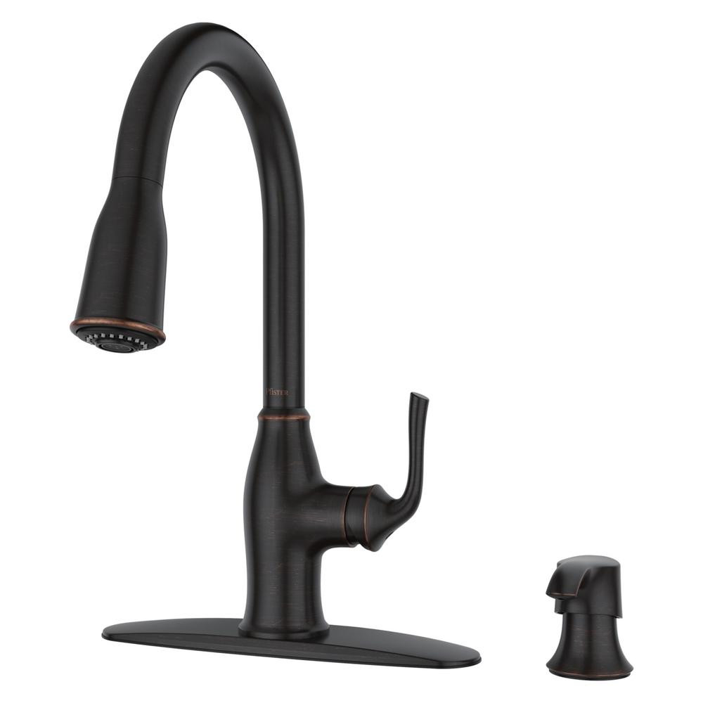 Pfister Rosslyn Single-Handle Pull-Down Sprayer Kitchen Faucet in Tuscan Bronze-F-529-7RSSY - The... | The Home Depot