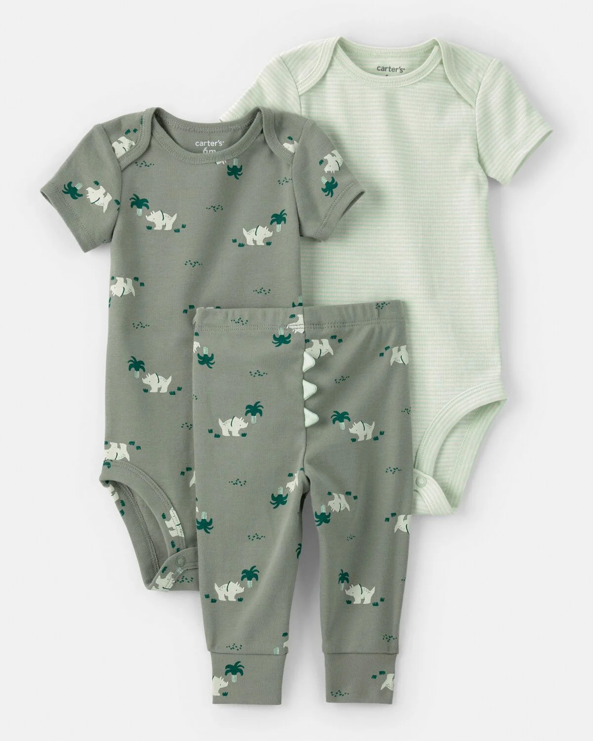 Baby Boy 3-Piece Dinosaur Bodysuits & Pant Set - Green | Carter's | Carter's Inc