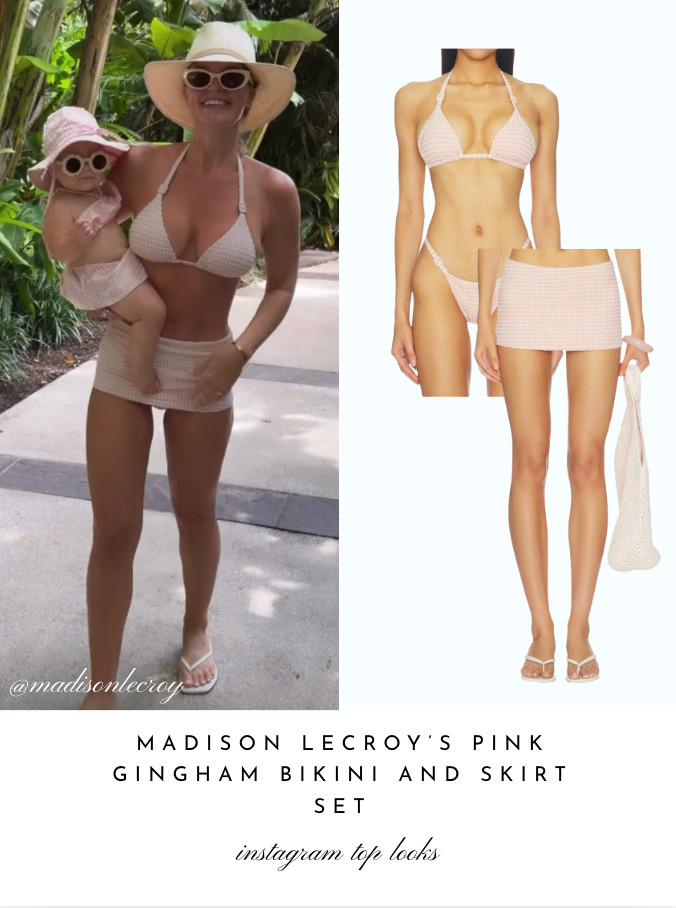 Madison LeCroy's Pink Gingham Bikini and Skirt Set 📸 + Info: @madisonlecroy 

 