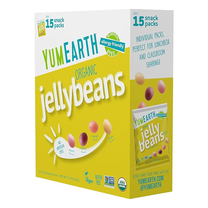 YumEarth Organic Jelly Beans - Fruity Candy Snack Packs, Gluten Free Snacks for Kids - Allergy Fr... | Amazon (US)