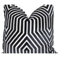 Decorative Pillow Cover in Schumacher Noir Vanderbilt Velvet, 18 20, 22, 24, 26  lumbar pillow cover throw pillow chevron black velvet | Etsy (US)