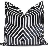 Decorative Pillow Cover in Schumacher Noir Vanderbilt Velvet, 18 20, 22, 24, 26  lumbar pillow cover throw pillow chevron black velvet | Etsy (US)