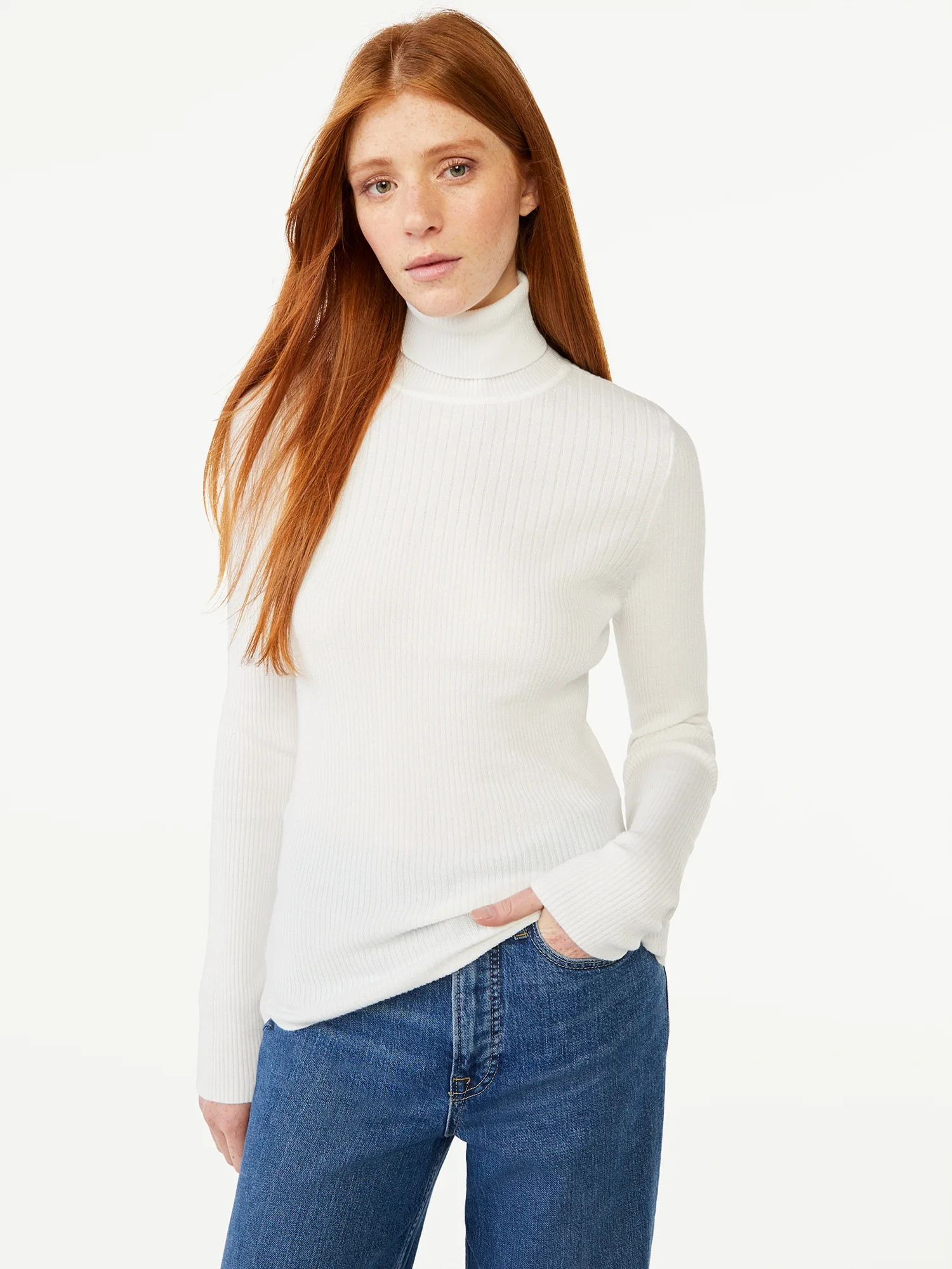 Free Assembly Women's Mixed Stitch Turtleneck Sweater, Lightweight - Walmart.com | Walmart (US)