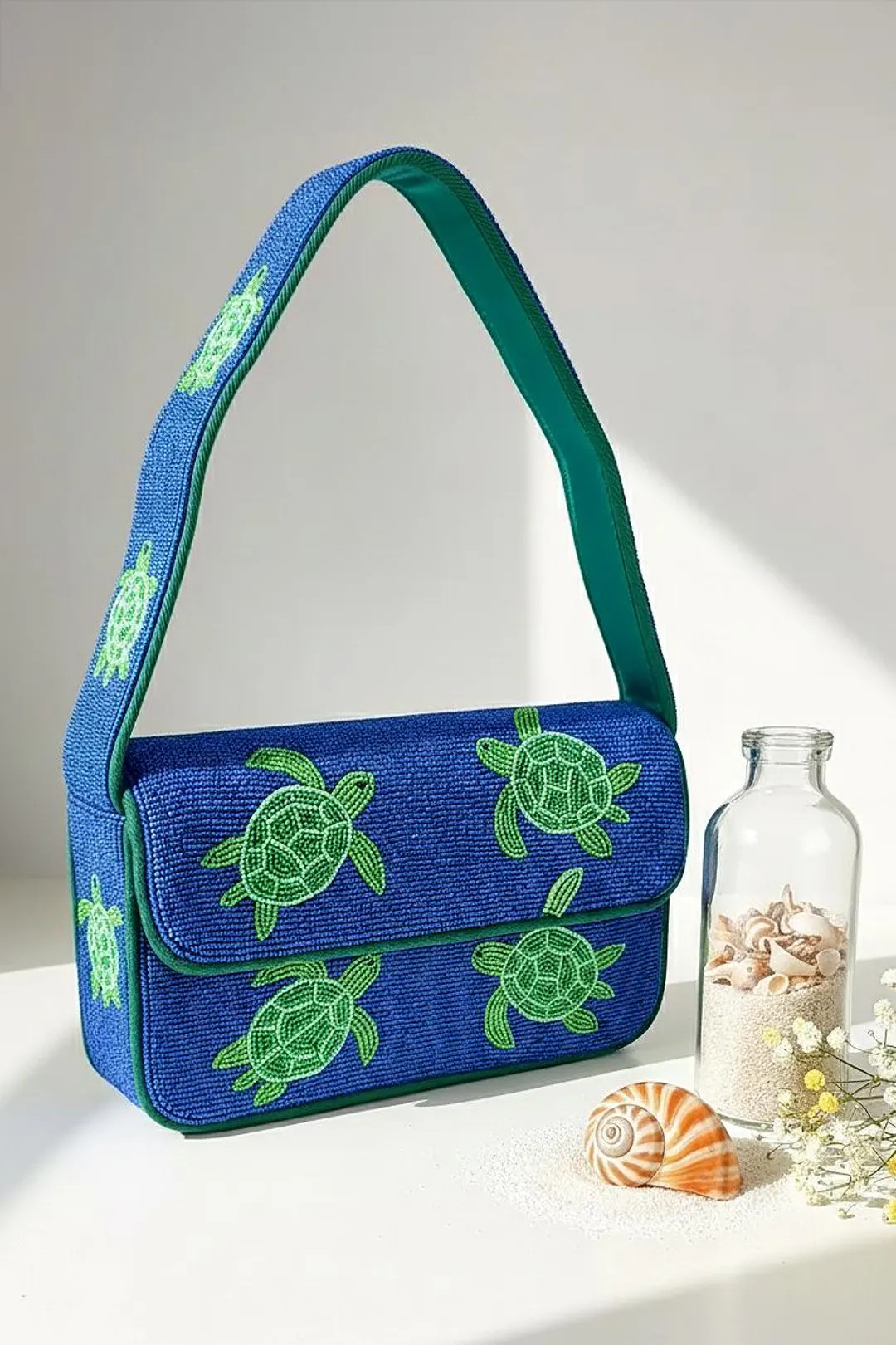 Green Turtle Beaded Bag, Nature-inspired Purse, Blue Green Turtle Bag, Handmade Beaded Clutch, Oc... | Etsy (US)