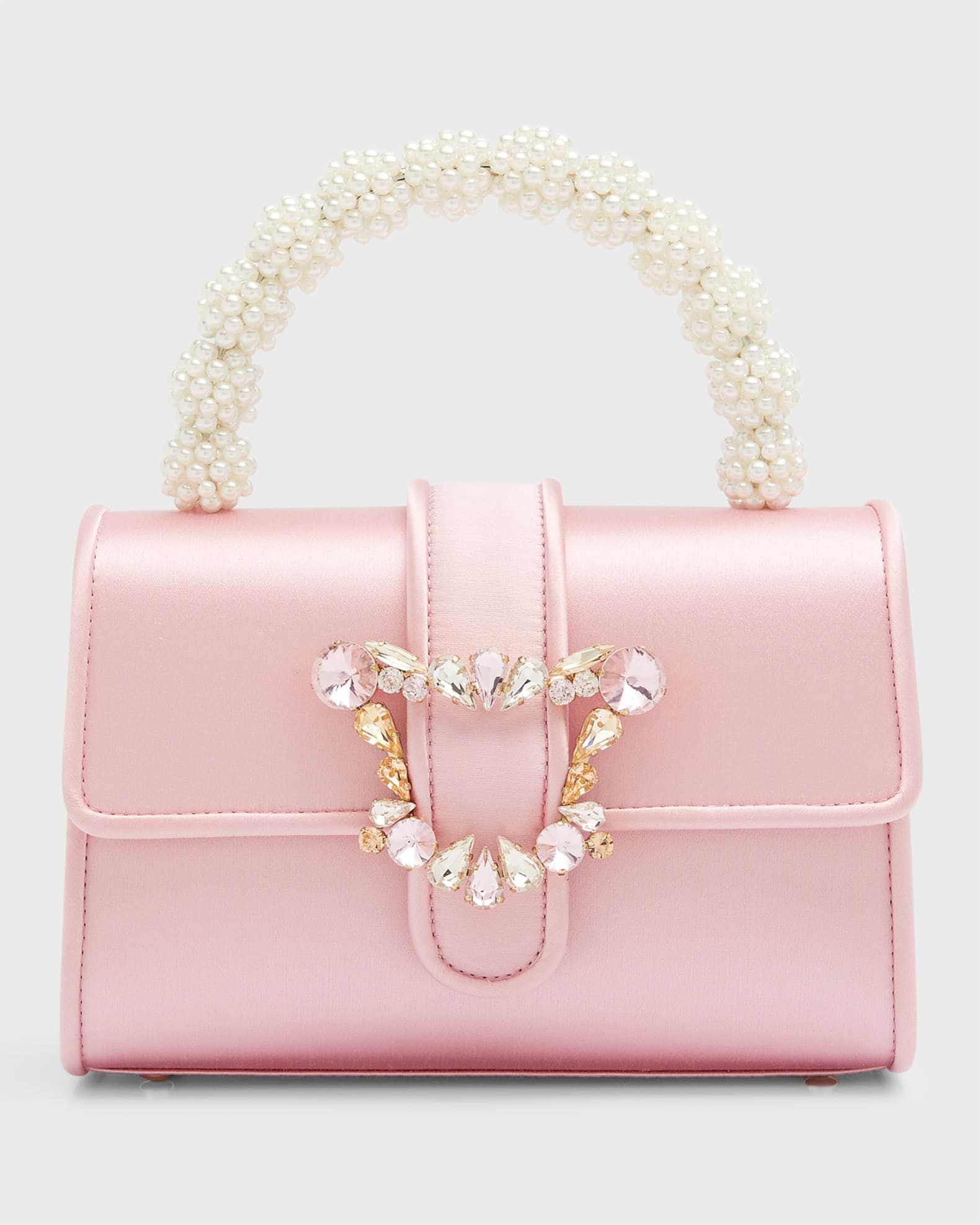 Margaux Pearly Satin Top-Handle Bag | Neiman Marcus