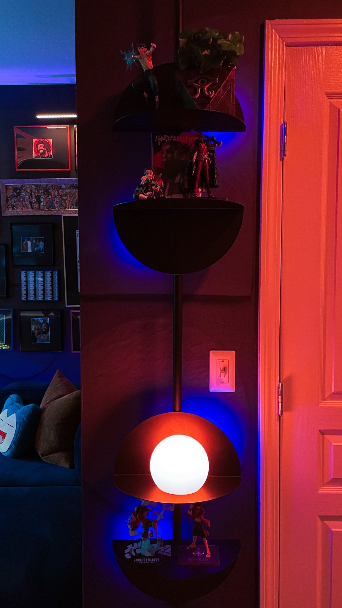 This shelf has such a fun shape! It’s one of my fav ways to display decor in a small space. Adding battery lighting behind the shelves really elevated the look.

#LTKFindsUnder100 #LTKHome #LTKStyleTip