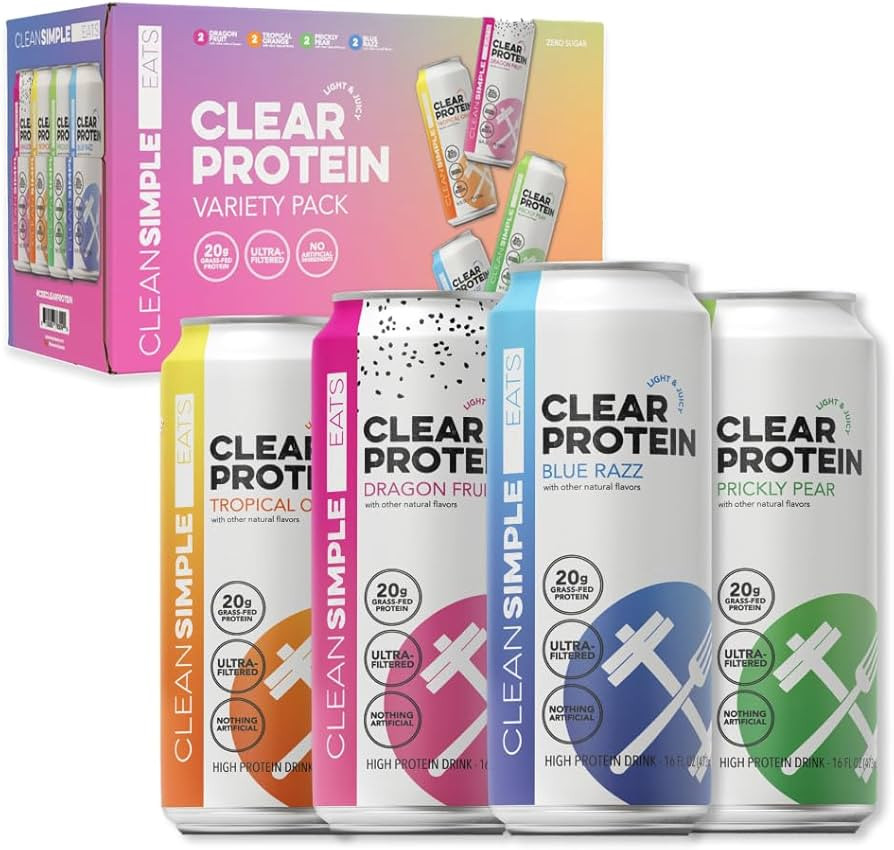 Clean Simple Eats Clear Protein Water, 20G Grass Fed Whey Protein Isolate, Ultra Filtered, Light ... | Amazon (US)