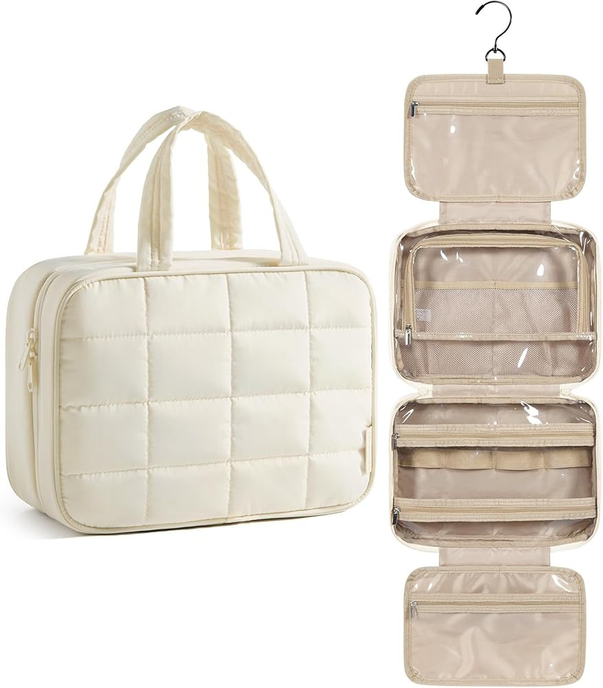 BAGSMART Travel Toiletry Bag for Women, Hanging Travel Bag for Toiletries, Puffy Makeup Cosmetic ... | Amazon (US)