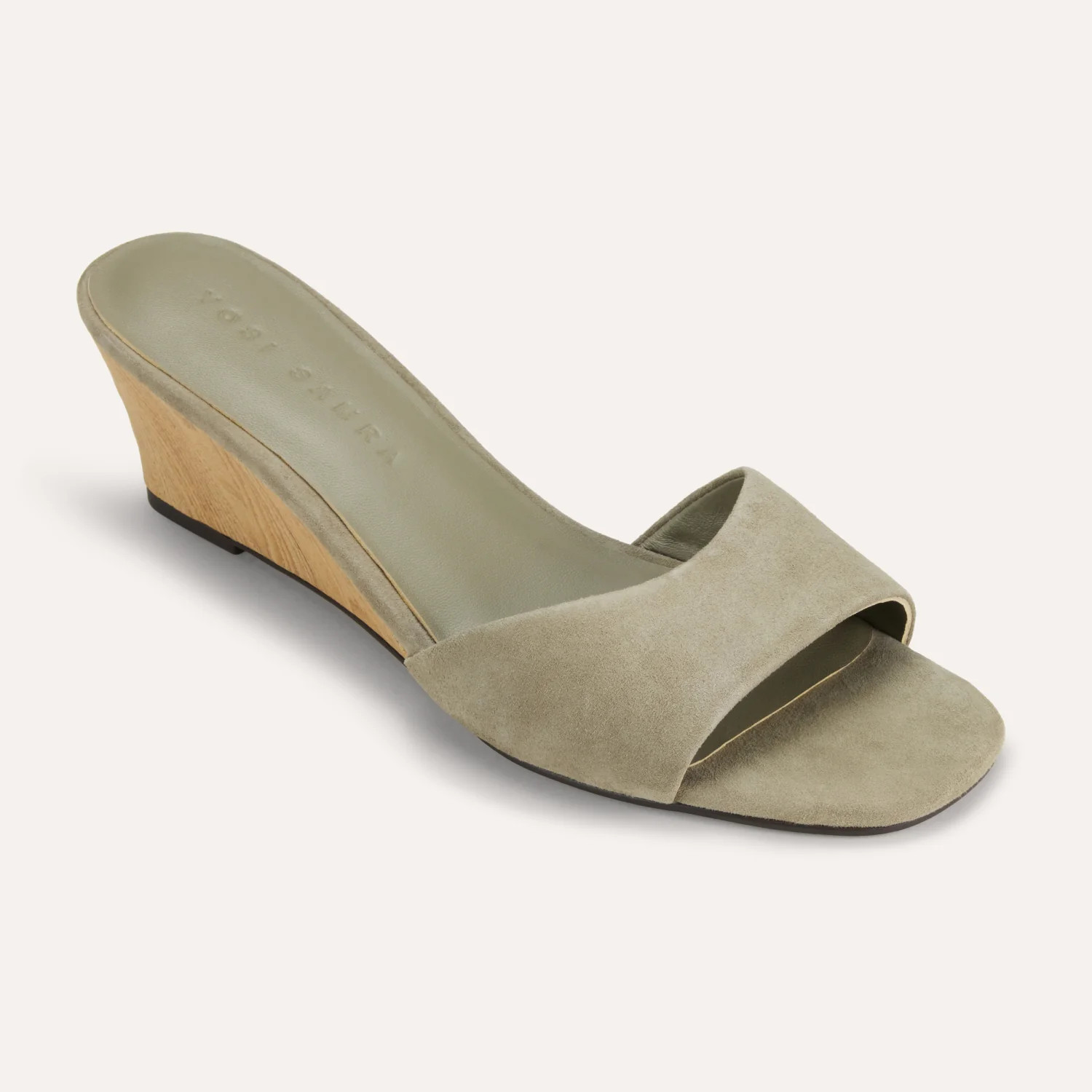 Jada in Taupe Suede Slide Wedge | Yosi Samra