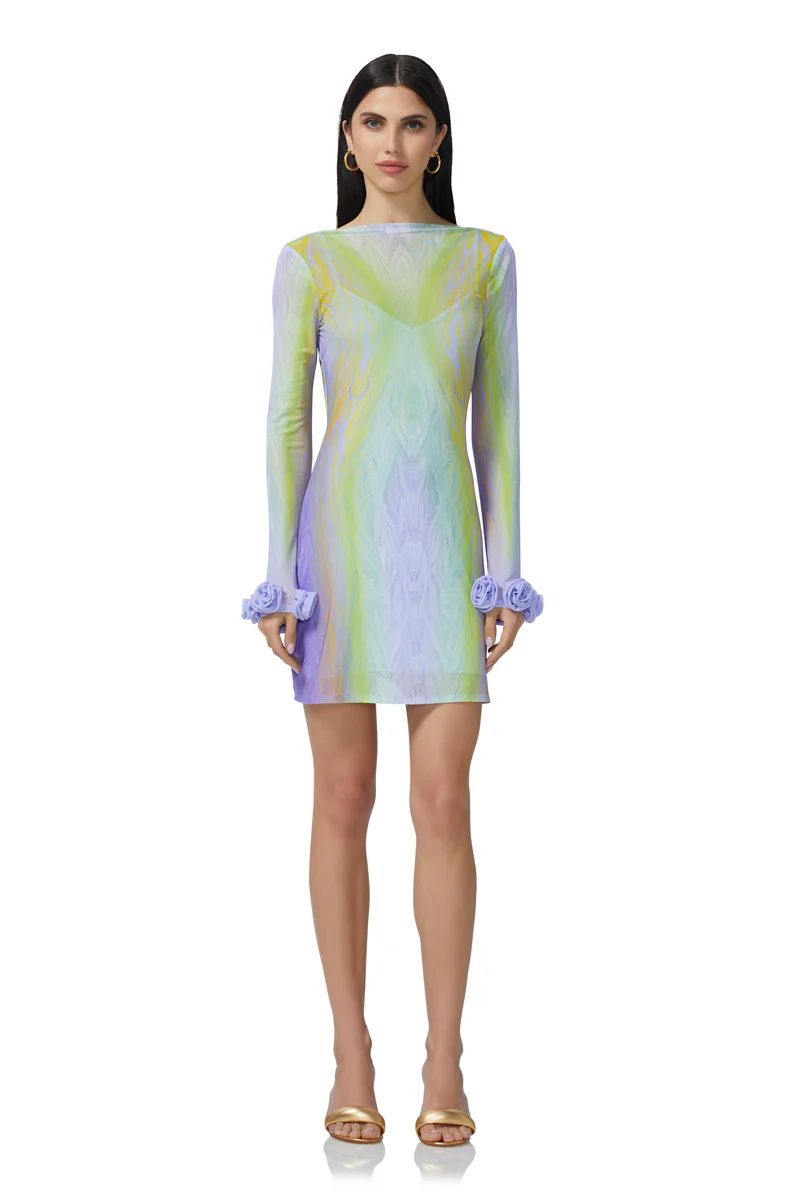 Shani Rosette Mini Dress - Placed Citrus Swirl | ShopAFRM