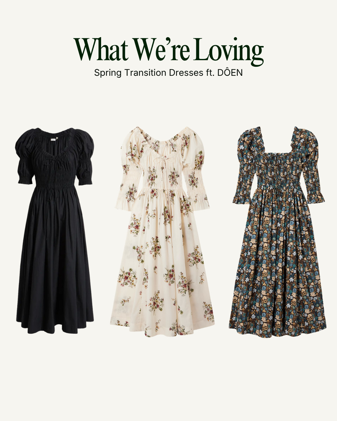 Great spring transition dresses from DOEN! Lovely with a pair of black or brown boots or espadrilles. 

 