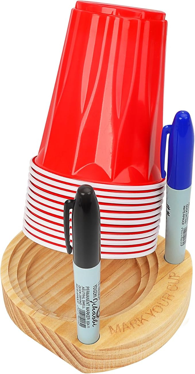 Hosting Essentials: Drink & Cup Holder with Marker Slot - Prevent Mix-Ups at Parties, BBQs, Weddi... | Amazon (US)
