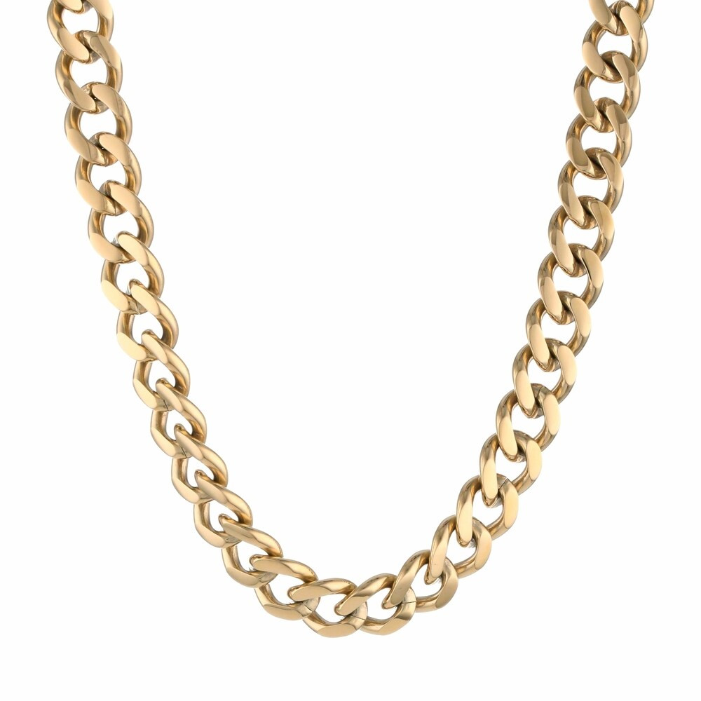 Gold Ion-Plated Stainless Steel Men's Curb Chain Necklace (24 Inch) | Bed Bath & Beyond
