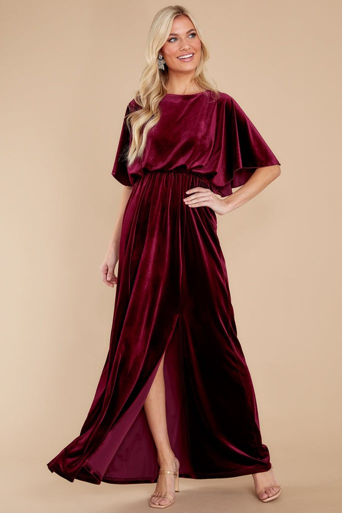 Ready For Tonight Merlot Velvet Maxi Dress | Red Dress 