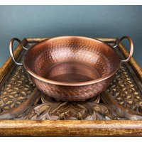 Vintage, Copper, Hand Hammered Bowl With Handles. Pounded Serving Dish. Rustic Kitchen Decor. Gift For Him Or Her | Etsy (US)