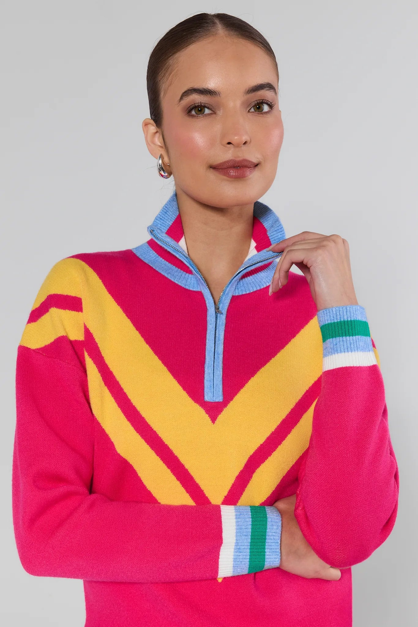 Collin Pink Zip Up Sweater | Avara