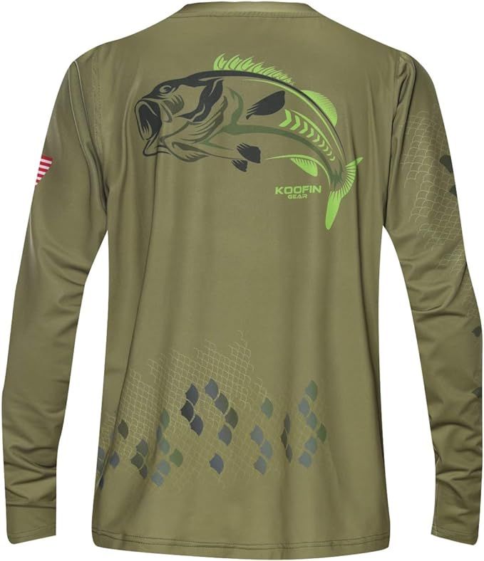 Performance Long Sleeve Bass Fishing Shirt UPF50 Sun Protection Dry-Fit Moisture Wicking Loose Fi... | Amazon (US)