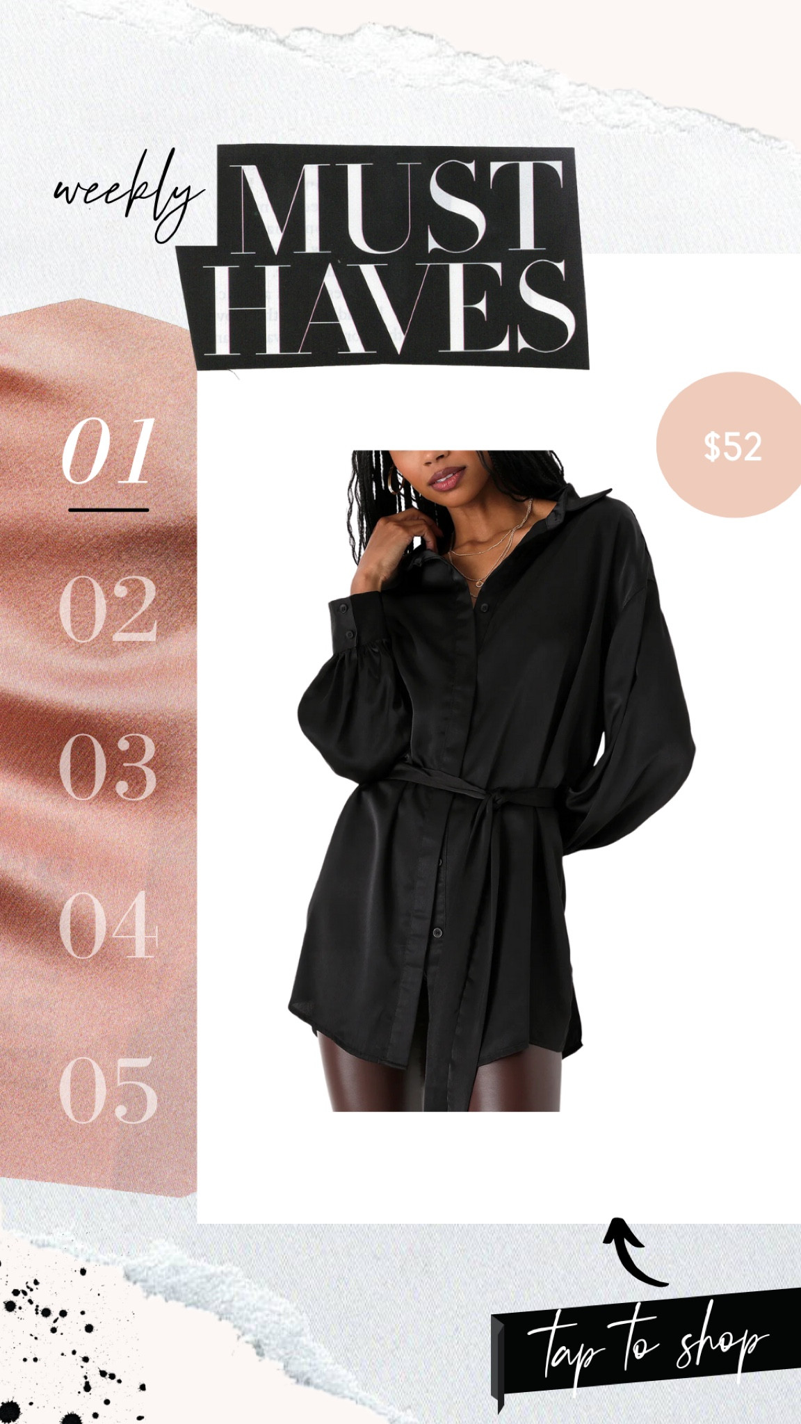 Black satin wrap dress