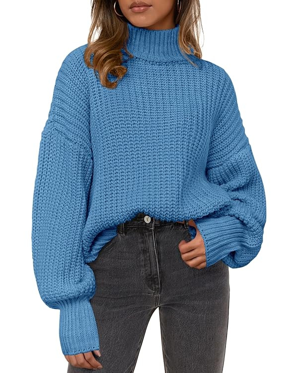 PRETTYGARDEN Fall Oversized Sweaters for Women 2025 Chunky Knit Long Sleeve Turtle Neck Pullover ... | Amazon (US)
