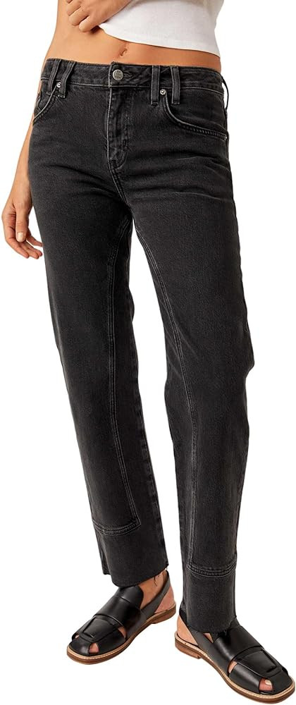 Free People Women's Risk Taker High-Rise Straight | Amazon (US)