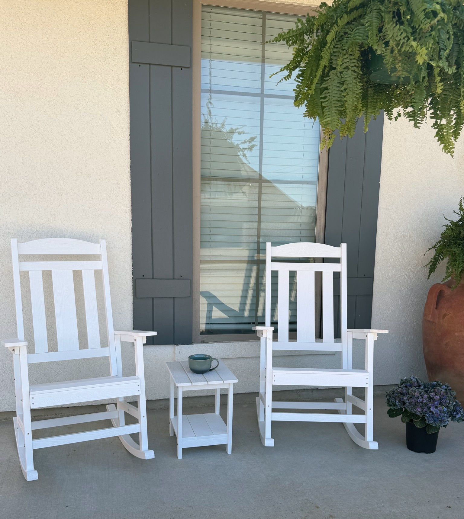 ￼ Outdoor patio furniture. Rocking chairs set with matching table on sale.

#LTKselfcare #LTKHome #LTKSaleAlert