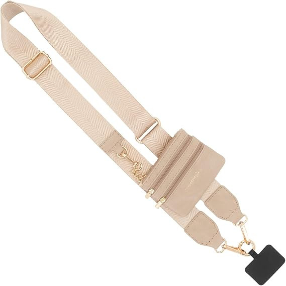 Save the Girls Clip and Go Phone Strap Solid (Taupe - Taupe Pouch) - Crossbody Phone Strap Chain ... | Amazon (US)