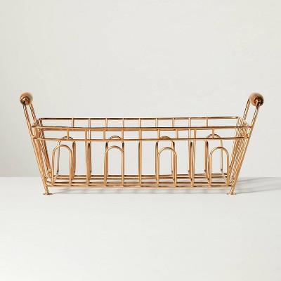 Metal Drying Rack Copper Finish - Hearth & Hand™ with Magnolia: Freestanding Iron & Wood, Countertop Kitchen Organizer | Target