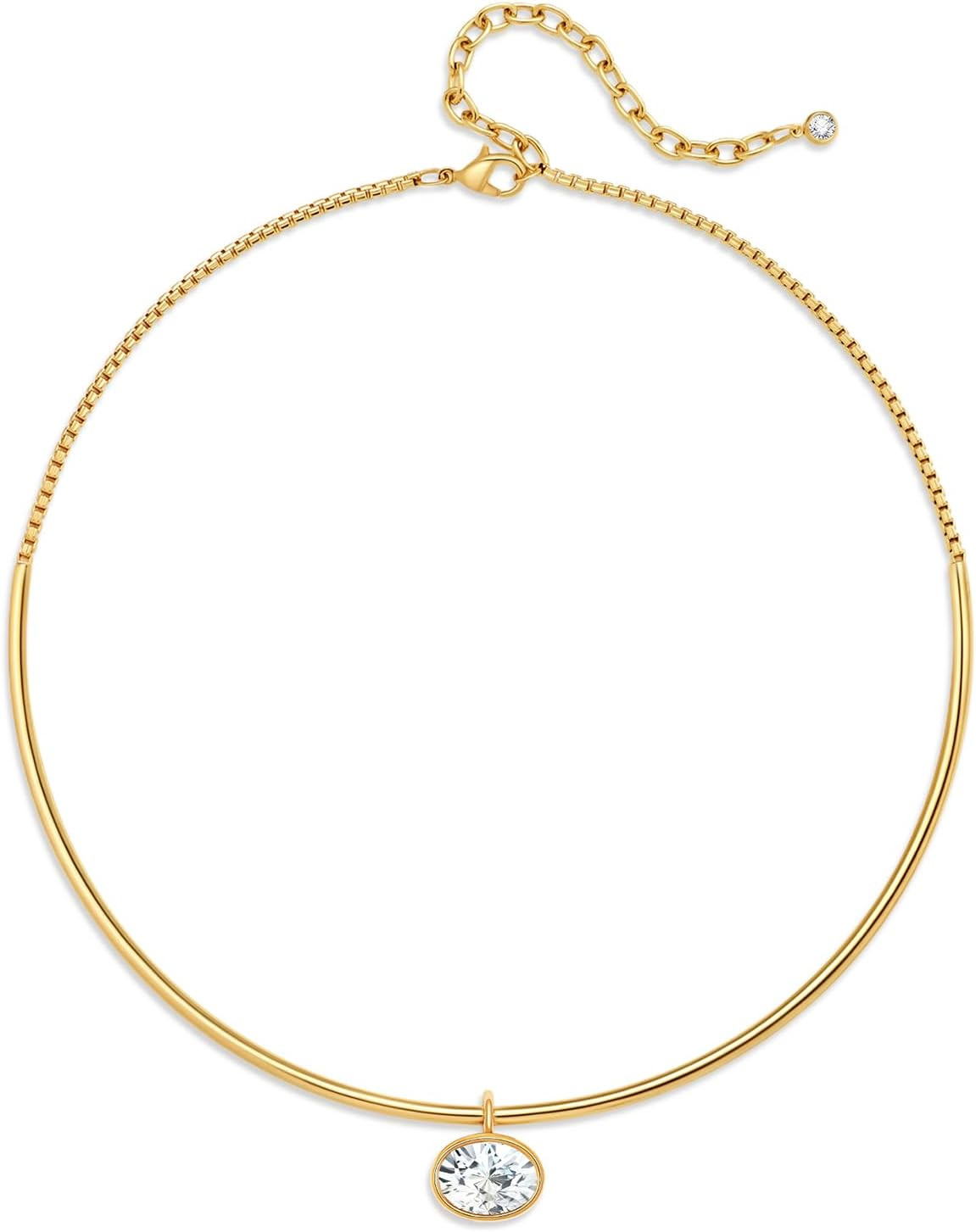 Gold Choker Necklace Dainty 14K Gold Plated Collar Necklace with Cubic Zircon Pendant Necklaces Fashion Minimalist Summer Crystal Collar Necklaces Boho Jewelry | Amazon (US)
