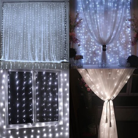 300LED Fairy String Lights Patio Curtain String Lights 8 Modes Hanging Wall Lights with Remote Contr | Walmart (US)
