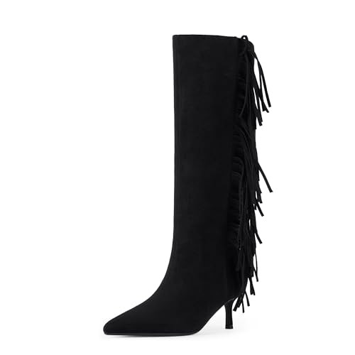 Modatope Knee High Boots Women Kitten Heels Tall Boots Pointed Toe Long Boot for Women | Amazon (US)