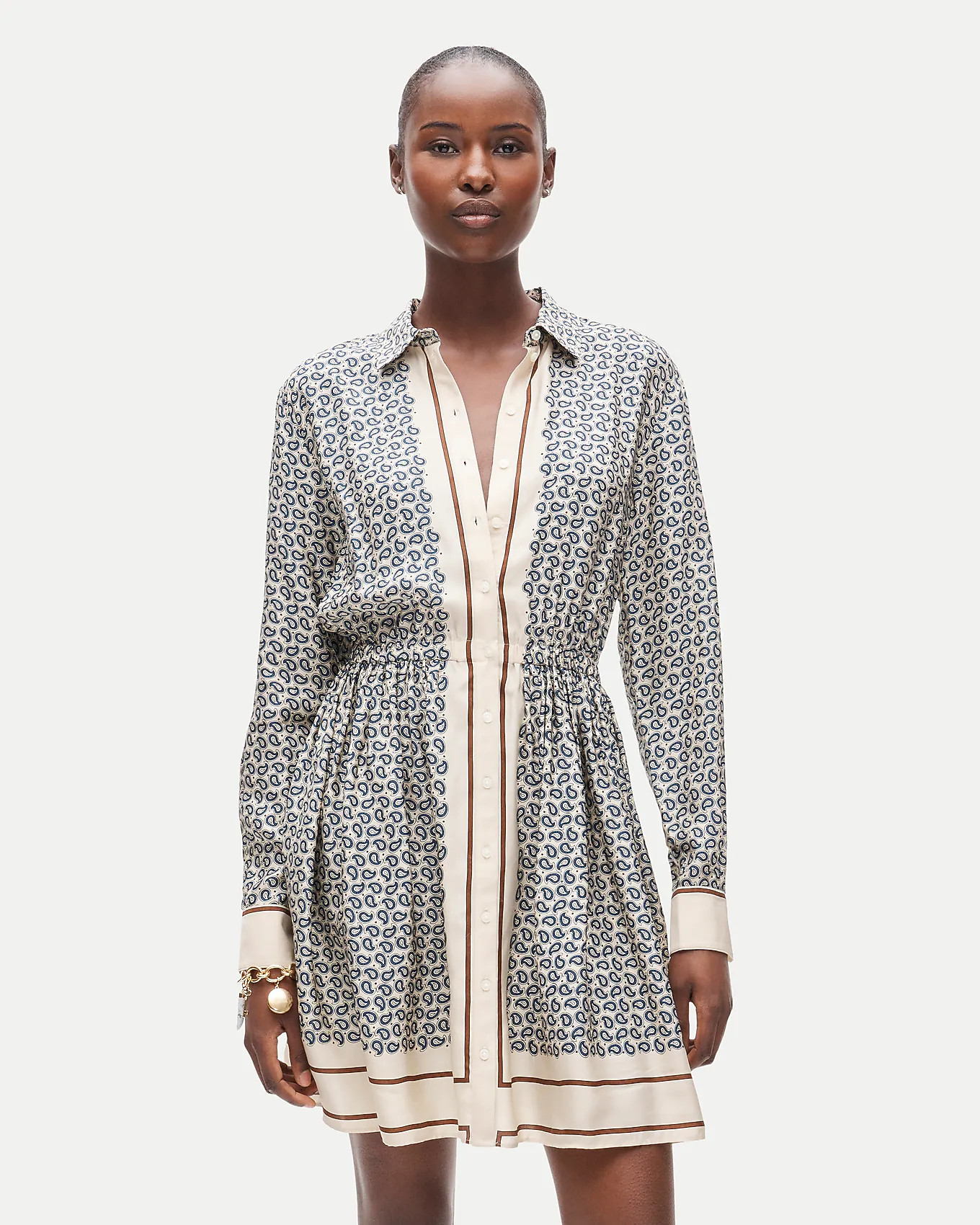 Drapey shirt-dress in scarf-print viscose twill | J. Crew US