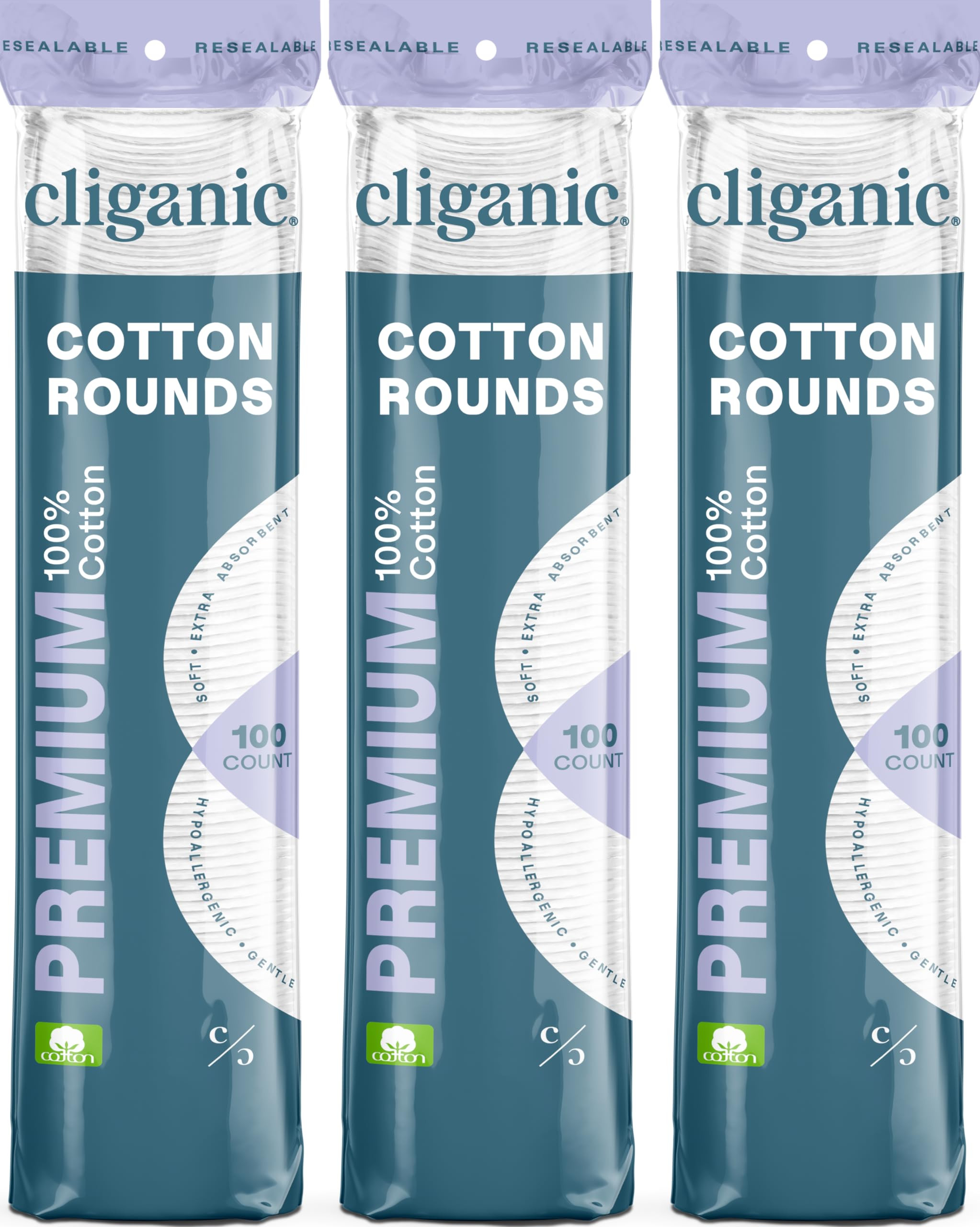 Cliganic Premium Cotton Rounds for Face (300 Count) - Makeup Remover Pads, Hypoallergenic, Lint-F... | Amazon (US)