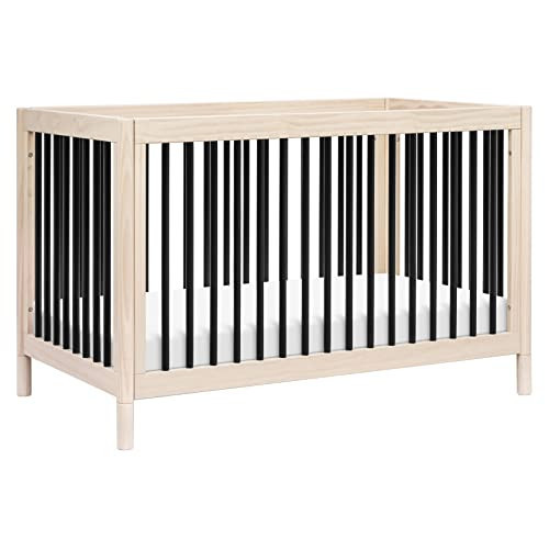 Babyletto Gelato 4-in-1 Baby Crib Convertible to Wooden Toddler Bed Daybed & Full-Size Bed, GREENGUARD Gold Certified - Made of 100% Solid Wood, Includes Toddler Conversion Kit, Washed Natural & Black | Amazon (US)