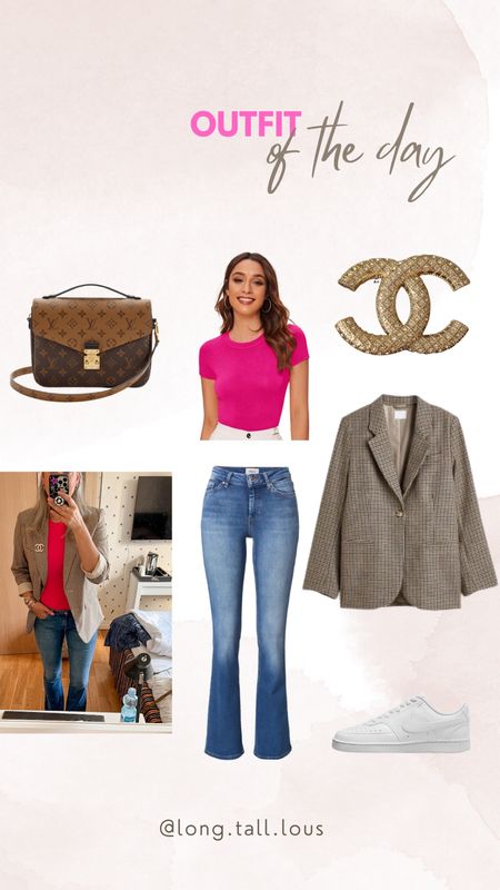 Outfits of the week 

Apologies for the repeating items but I like to travel light 😊. Same plaid blazer as the days before but now with a hot pink fitted T-shirt and flared stretch blue jeans. White sneakers, cc brooch pin and Louis Vuitton pochette Métis reverse. 



#LTKeurope #LTKstyletip #LTKworkwear