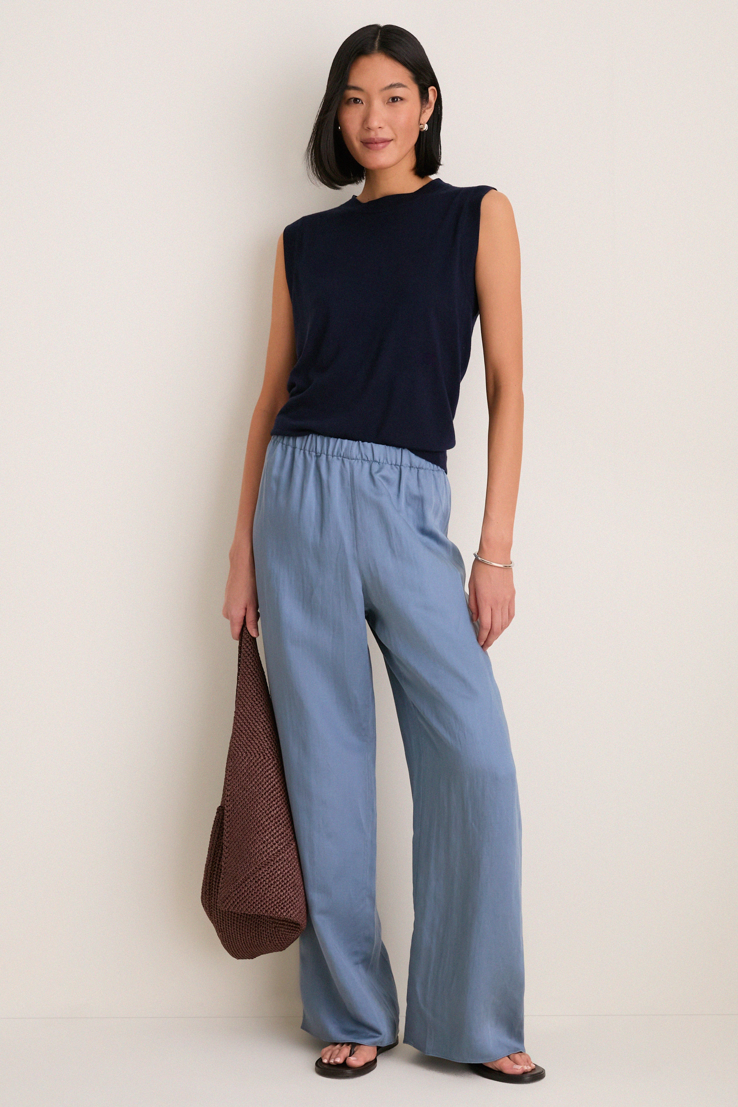 Navy Cashmere Silk Sleeveless Ava Shell | Tuckernuck (US)