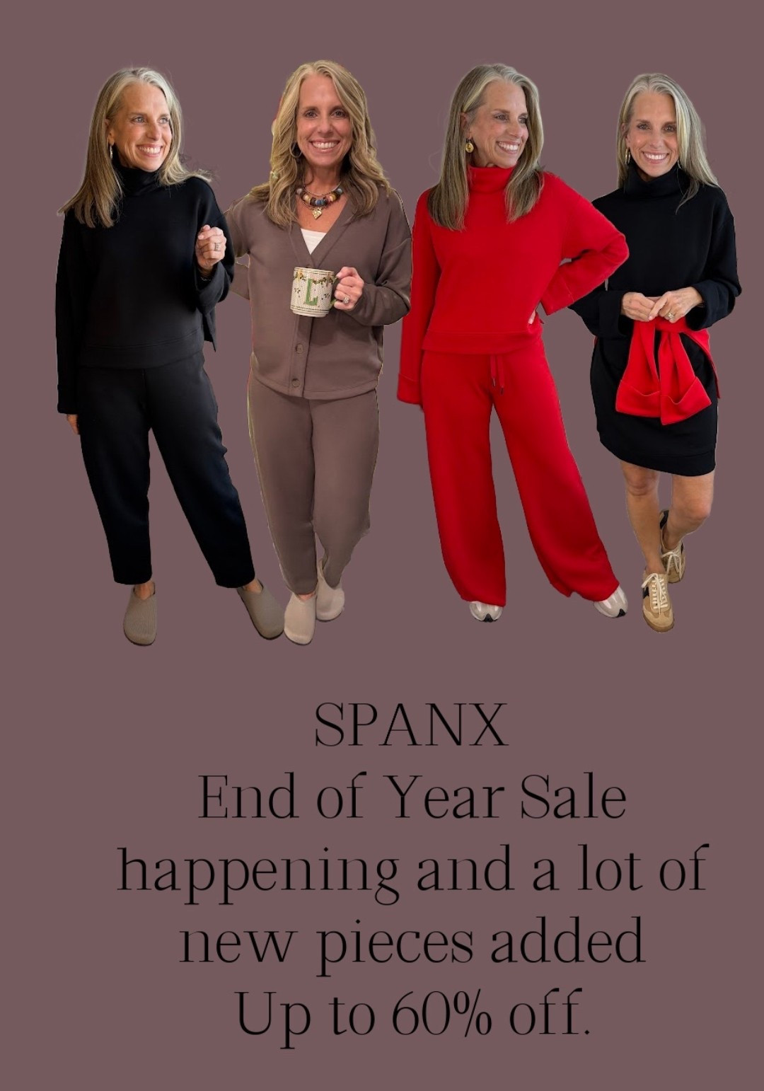 Spanx End of Year sale up to 60% off 

#LTKSaleAlert #LTKOver40 #LTKFindsUnder50